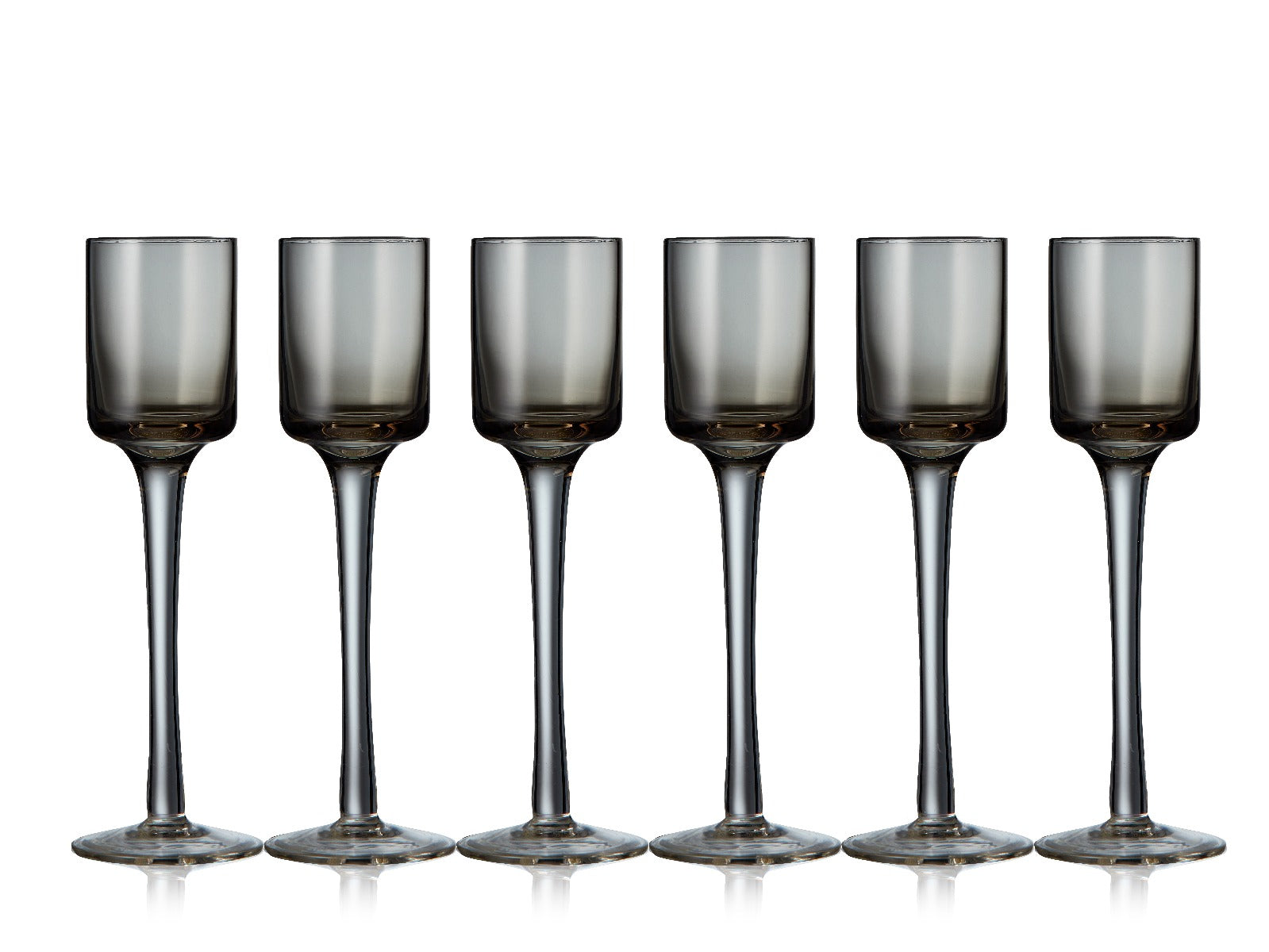 Lyngby Glas snapseglas på fod, grå - 6 stk. - Bahne